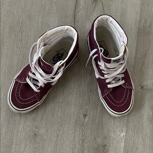 Vans Kids High-Top Sneakers - Burgundy and White